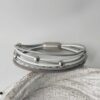 Lederarmband Nappa in grau-weiß