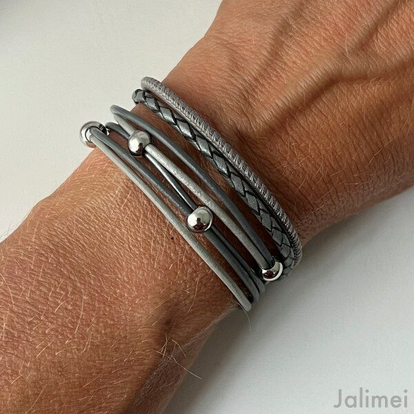 Lederarmband Nappa in grau schlicht