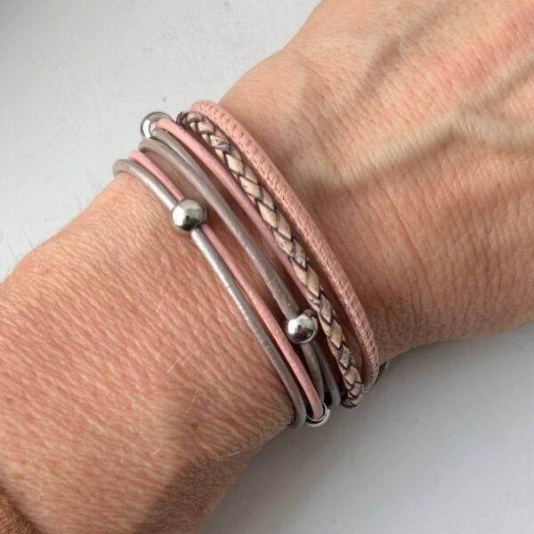 Schönes Lederarmband Nappa rosa-taupe