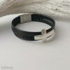 Armband mit Kreuz zur Konfirmation schwarz