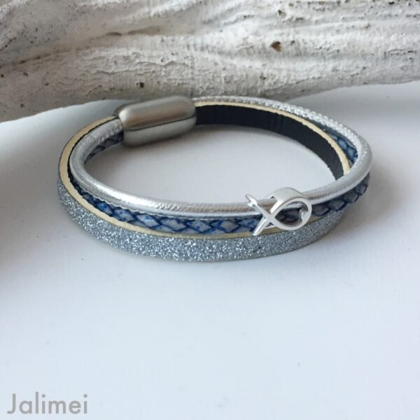 Armband mit Fisch Glitzer light-blue