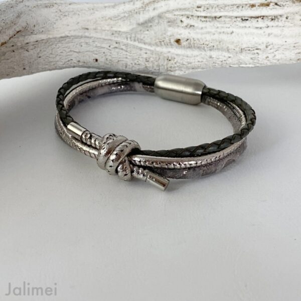 Lederarmband Knoten grau