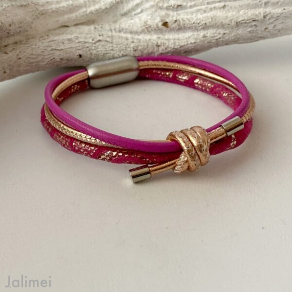 Lederarmband mit Knoten in pink