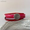 Lederarmband kleine Phaistos Scheibe rot-pink