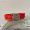 Lederarmband Mandala orange pink