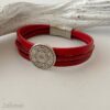 knalliges Lederarmband Mandala in rot