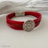 knalliges Lederarmband mit Mandala rot