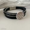 Lederarmband Mandala in schwarz-grau