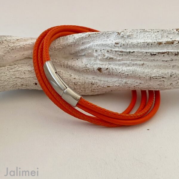 Schlichtes Wickelarmband Nappaleder in orange