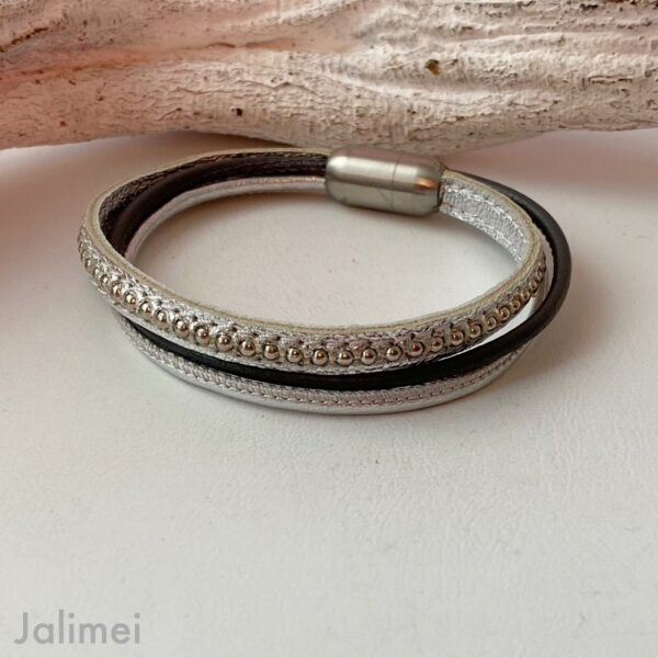 Lederarmband Chainball in silber