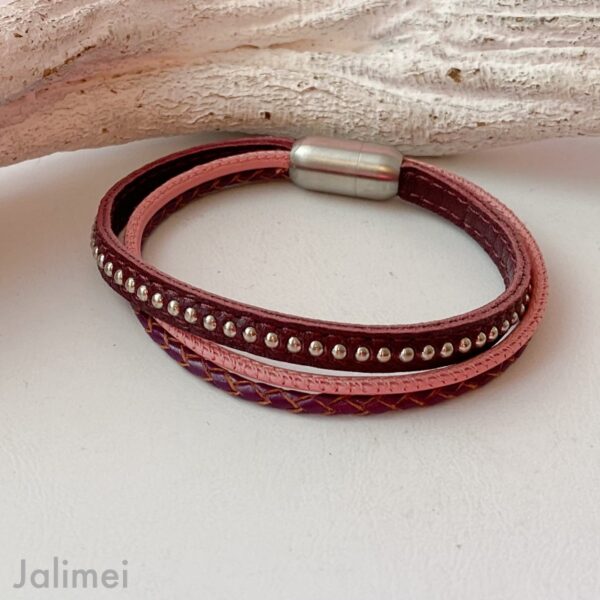 Lederarmband Chainball beere