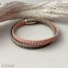 Lederarmband Chainball in rosa-grau