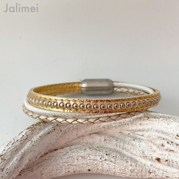 Lederarmband Chainball rosegold