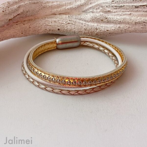 Lederarmband Chainball in rosegold