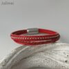 das Lederarmband mit Chainball knalligem Rot