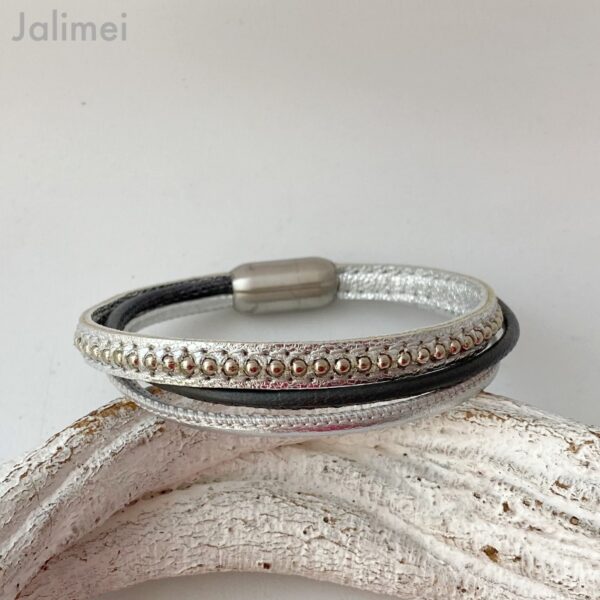 Lederarmband Chainball silber