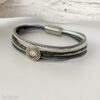 Lederarmband Ethnoscheibe in grau