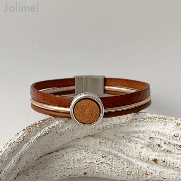 Lederarmband mit Mandala braun