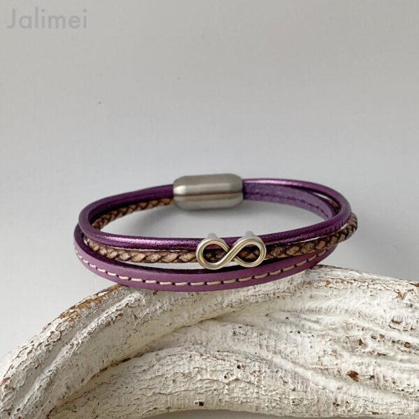 Lederarmband Infinity Lila