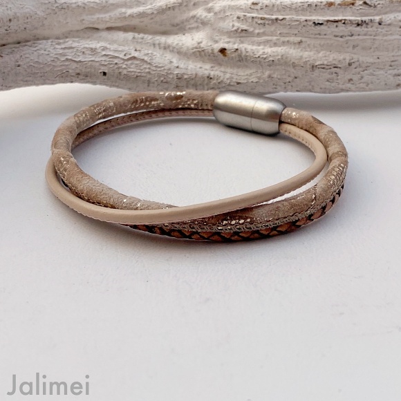 Lederarmband aus Nappa Damasco beige