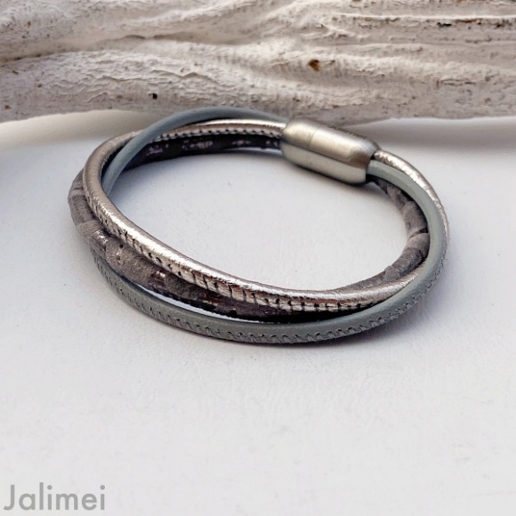 Lederarmband Nappa Damasco in grau