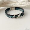 Armband mit Fisch Konfirmation in anthrazit und blau