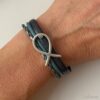 Armband mit Fisch Konfirmation anthrazit blau