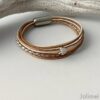 das Lederarmband mit Ginkgoblatt in Bronze-weiss