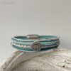 Lederarmband Ethno in hellblau-weiß