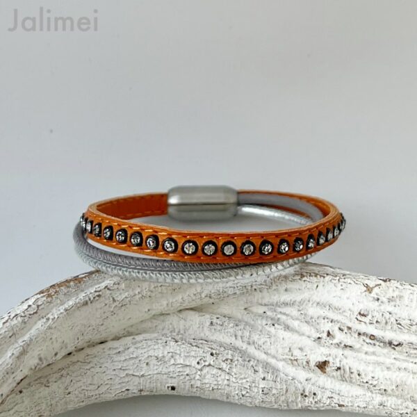 Lederarmband mit Strass orange