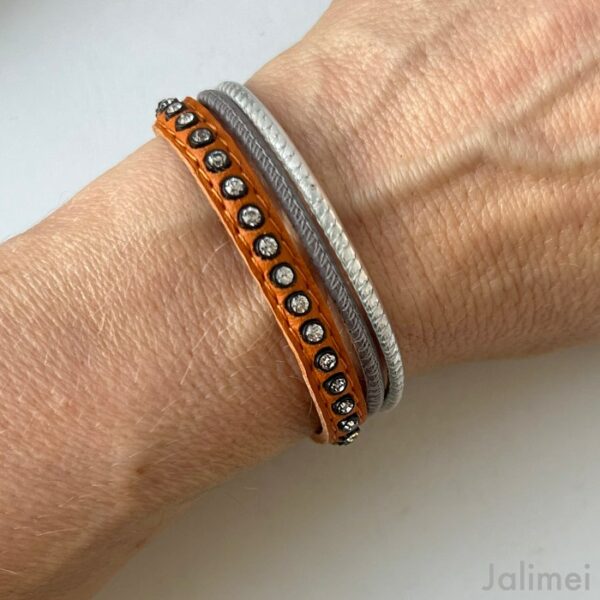 Lederarmband Strass orange