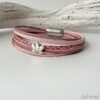 Lederarmband mit Lotusblume in rosa