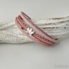 Lederarmband Lotusblume in rosa