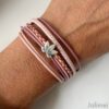 Lederarmband Lotusblume rosa