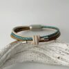 Lederarmband mit Knoten in taupe petrol