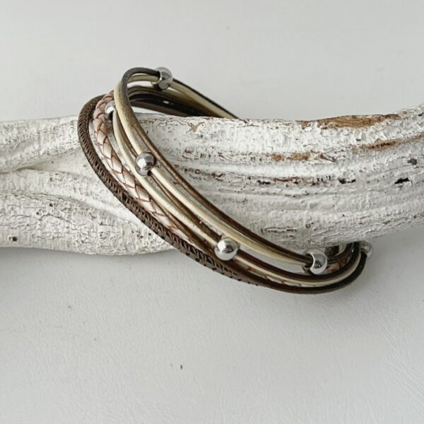 Lederarmband Nappa in taupemetallic perlmutt