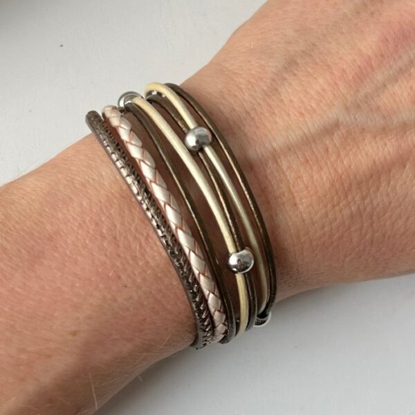 Lederarmband Nappa taupemetallic perlmutt