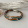 das Lederarmband kleine Spirale in petrol braun