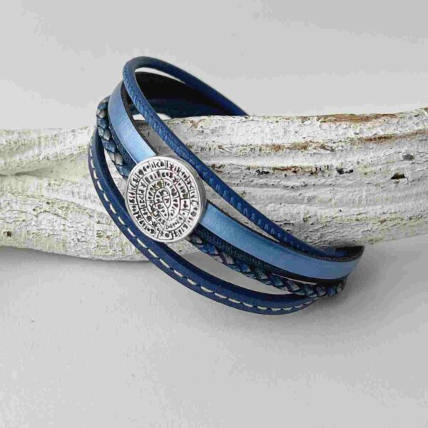 Lederarmband Mandala blau