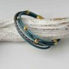 Lederarmband aus Nappa und Gold in hellblau