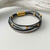 Lederarmband aus Nappa und Gold in schwarz grau