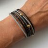 Lederarmband Nappa Gold schwarz grau