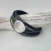 Lederarmband mit gehämmerte Scheibe schwarz
