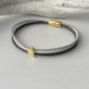 Lederarmband fein goldenes Gingkoblatt grau