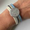 Lederarmband Mandala beige hellblau