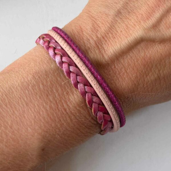 Lederarmband schlicht in pink rosa