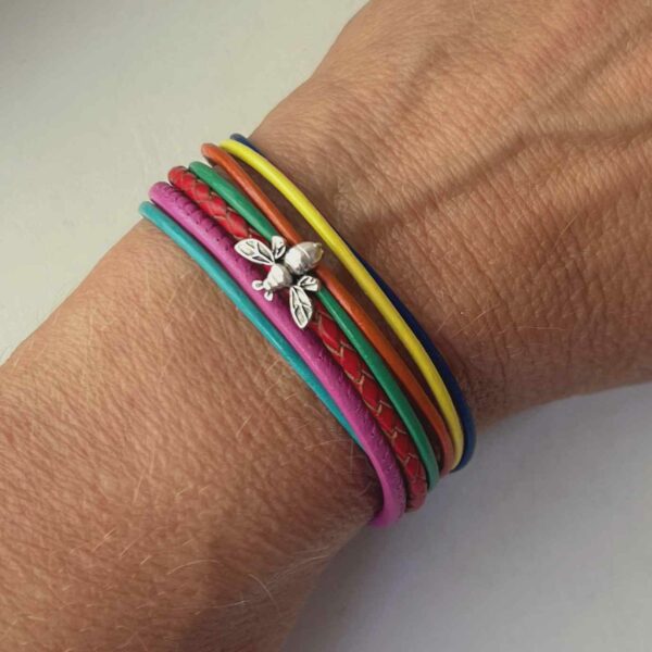 Lederarmband mit Biene bunt